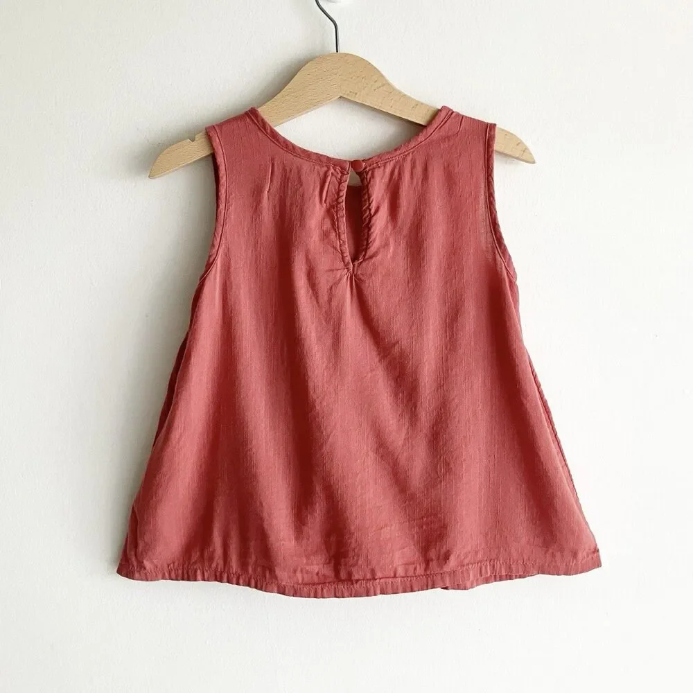 Old Navy Girls Eyelet Top Size 4T Sleeveless Boho Earthy Terra Cotta Rust - Picture 4 of 6